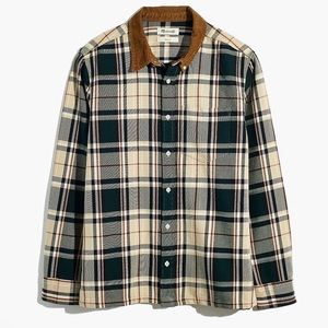 Madewell Mens Corduroy-Collar Easy Long-Sleeve Shirt in Plaid Size Small